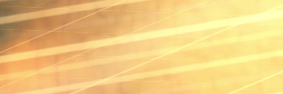 Golden amber and champagne diagonal light beams over a subtle grid, website banner seamless loop animation for a radiant motion background