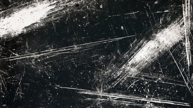 Grungy, distressed, scratched surface with bright white streaks on black