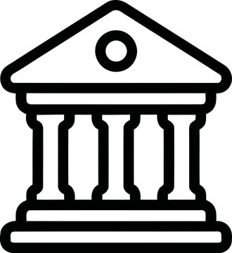 Classical Architecture Building Facade Icon with Columns and Pediment