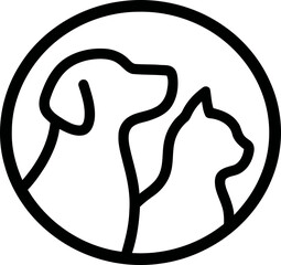 Dog and Cat Silhouette Circle Icon, Pet Care and Veterinary Logo © dedi