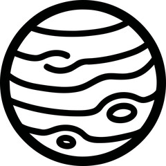 Stylized Jupiter planet icon, vector illustration, simple line art, space exploration © Cimong