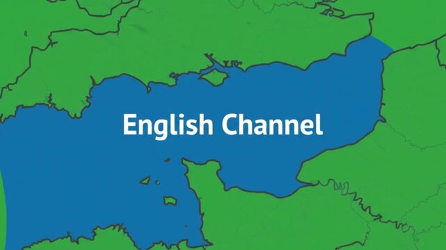 Digital graphic map illustrating the english channel body of water