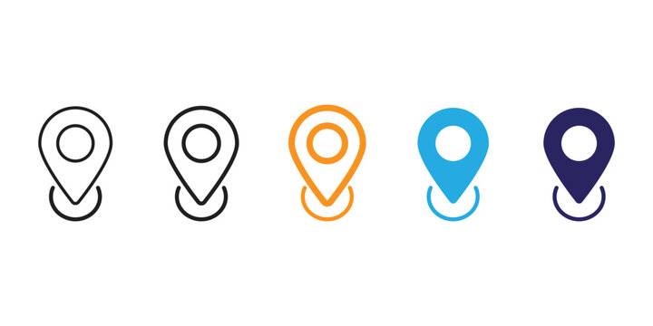 Flat location pin icons in different colors Vector