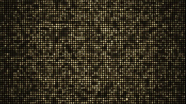 Golden sequin wall seamless loop animation. Sparkling luxury background with glittering gold metallic scales and tiny star flashes.