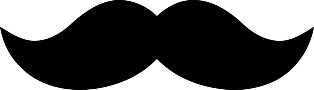 Black mustache silhouette, classic style, isolated on white background, graphic element