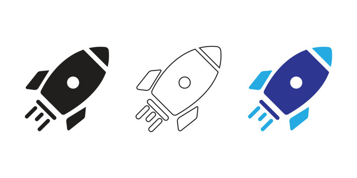 Three styles of rocket ship icons for business launch Vector