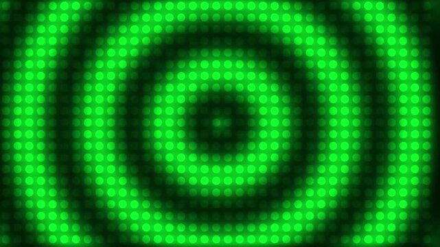 Radial Halftone Pulse Animation: Seamless Looping Sonar Ping Dot Grid on Black Background, Glowing White Concentric Rings Heartbeat Wave Effect
