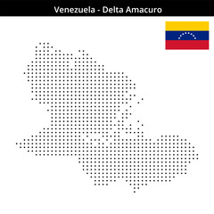 Fototapeta premium Map of Venezuela region Delta-Amacuro in small size square dots