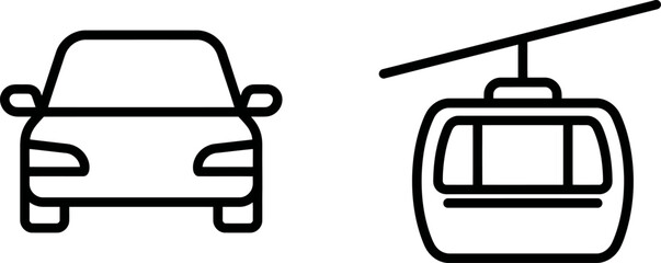 Car and cable car transport icon set © Taslima