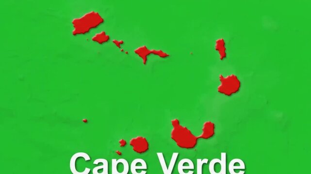 Minimalist digital map illustration of cape verde islands in red