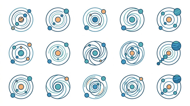 Abstract Atomic Particle Orbit Design Collection.