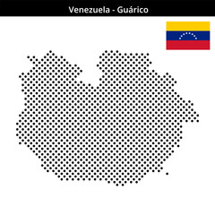 Fototapeta premium Map of Venezuela region Guárico in medium sized cross shaped dots