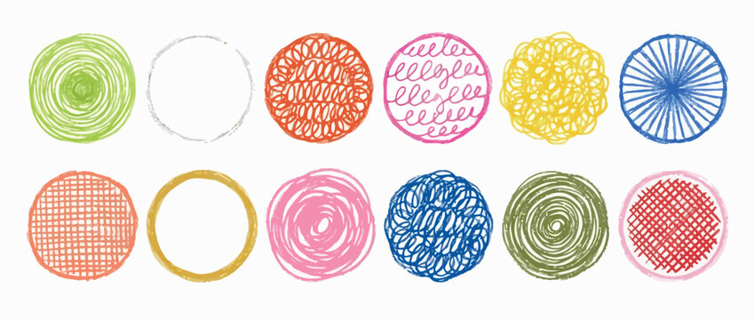 Abstract hand drawn circular icons for creative branding and graphic design projects