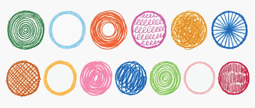 Hand-drawn circular icons for creative brainstorming and educational design projects