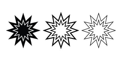 Comic burst icon silhouette vector, bold outline and line art isolated illustration © MYF