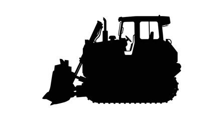 Bulldozer Machinery Silhouette Against A White Background © Nasrin