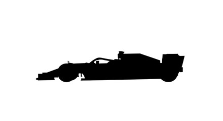 Obraz premium Formula one racing car side view black silhouette