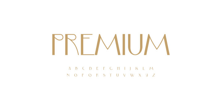 Premium Font Logo Alphabet Vector English Letter Set Modern Typography, Classy Typographic Design for Luxury Title, Art Nouveau Headline, Elegant Logotype, Sans Serif Timeless Fonts. Vector Typeface