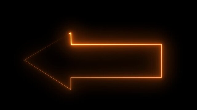 orange arrow pointing left animation. Download sign on black screen.4K video.