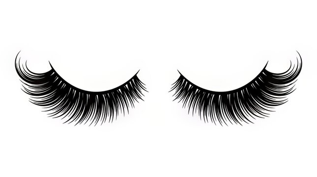 Detailed black eyelashes with elegant curved strands isolated on a clean white background created as a high quality vector graphic for modern beauty salon branding