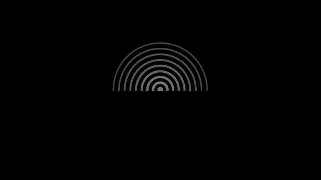 Minimalist concentric semicircle loading animation, abstract digital signal wave motion