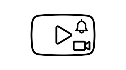Obraz premium YouTube Play Button Notification and Record Icon Outline.