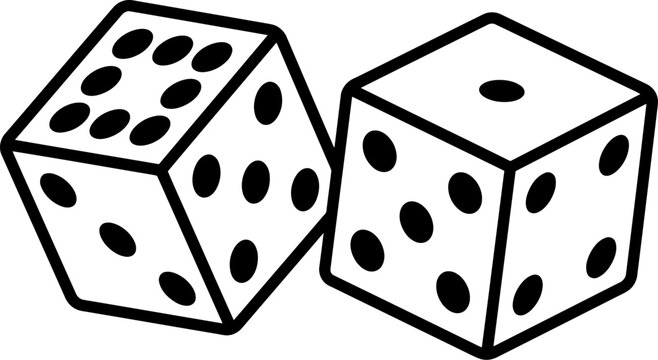 Two dice showing different numbers, gambling and board game concept