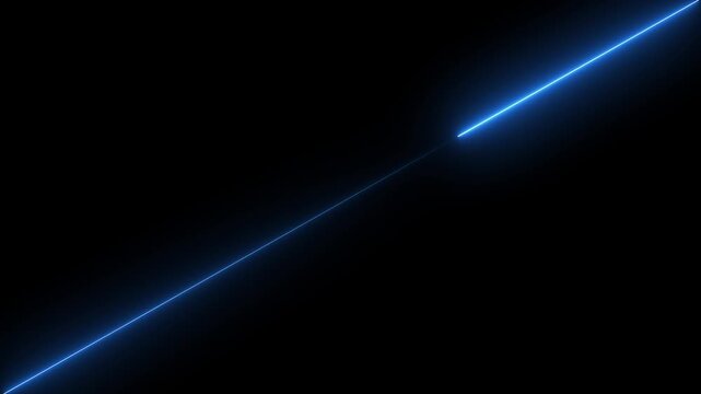 glowing blue neon Straight neon lazer animation of horizontal line on alpha background, straight neon lazer line, on alpha transparent background