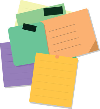 Colorful sticky notes stack with lines for writing reminders and tasks on a flat paper surface