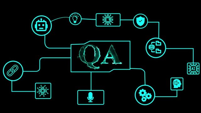 QA quality assurance concept. Digital software testing and technical validation process.