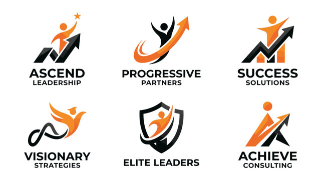 Collection of professional corporate leadership and business growth logo concepts
