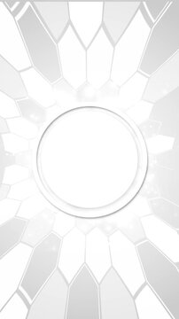Clean white circular hexagon bright frame shadows, abstract science pattern, elegant blank display area. technology promos, healthcare slides, logo reveals, product titles, professional backgrounds.