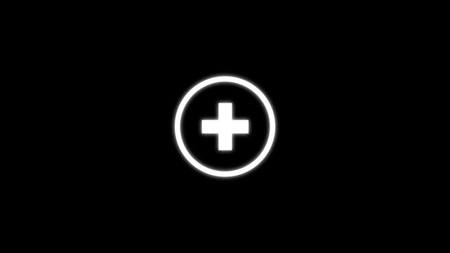 Vector illustration of a Black plus symbol icon animation in 4k stock video. 4K icon animation.