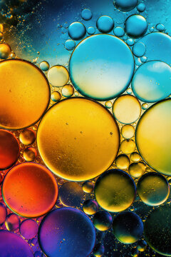 Bulles d&rsquo;huile multicolores en macrophotographie abstraite