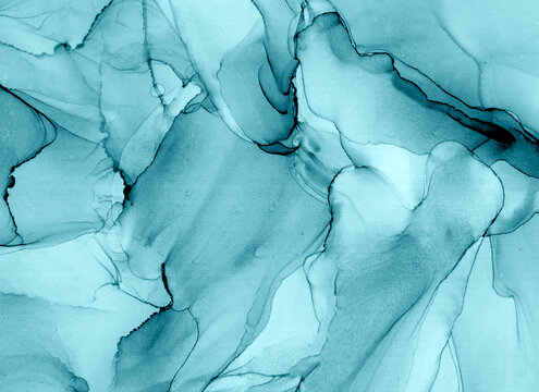 Turquoise Blue Alcohol Ink Abstract Background