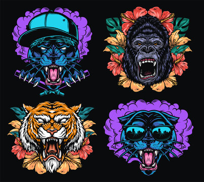 Wild animals in bold styles