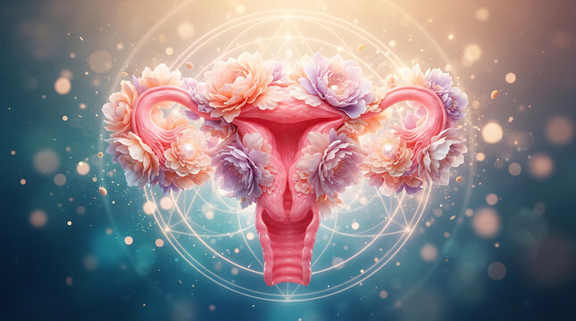 3 d rendered of human fallopian tubes and ovaries uterus female