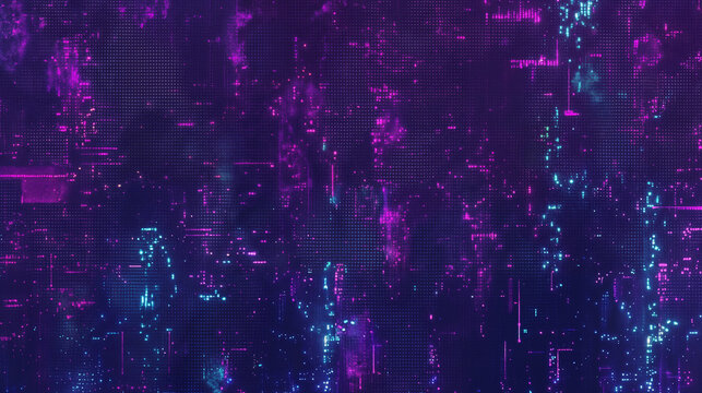 Abstract digital cityscape with dynamic lights and effects.