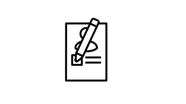 Person or guest attendance list signature animated icon. Checklist for accept, report, survey, organisation, verify of a person or group of people motion graphics. 4K video with alpha channel