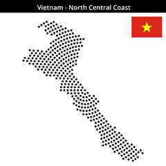 Obraz premium Map of Vietnam-North-Central-Coast in concentric medium dots