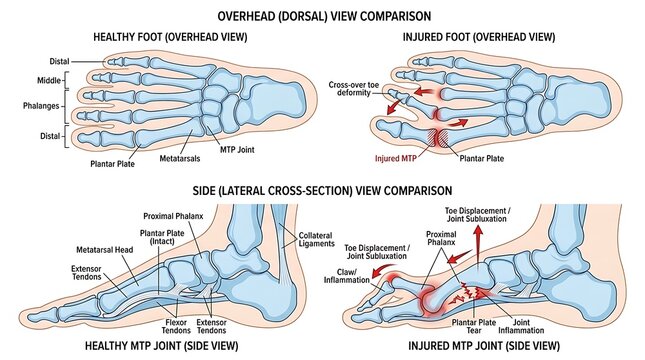 Bunions and hallux valgus deformity anatomical comparison of foot structure