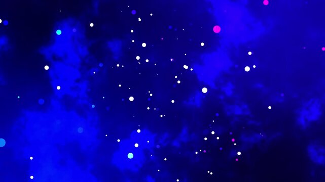 Abstract background flying pass through the milky way galaxy with stars and space dust in the universe dark and grain processed. 4k video