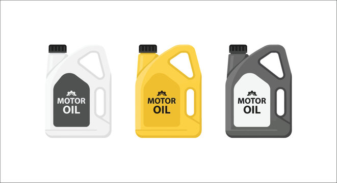 Motor Oil Containers Flat Vector Illustration With White Background
