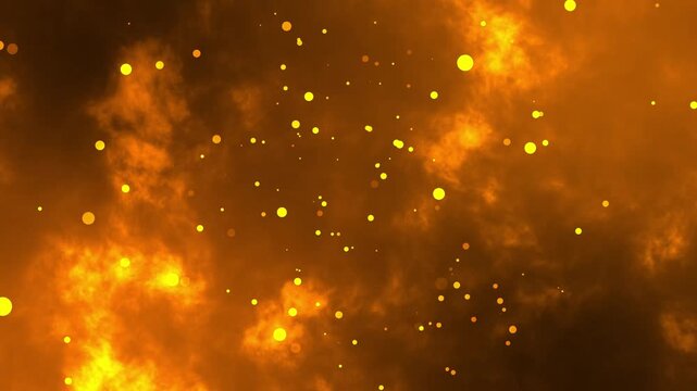 Gold dust particles fly in slow motion in the air lingering slowly. Dust Particles Background Bokeh Lights Background on Black Background 4k Footage