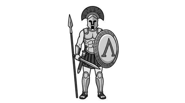 Ancient Greek warrior with shield.