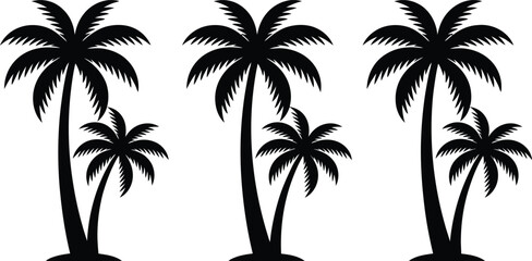 Fototapeta premium Tropical palm trees silhouette vector graphic for summer designs and island themed decorations