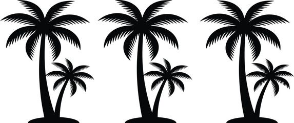 Fototapeta premium Tropical palm tree silhouette set ideal for summer designs beach themes and island inspired artwork