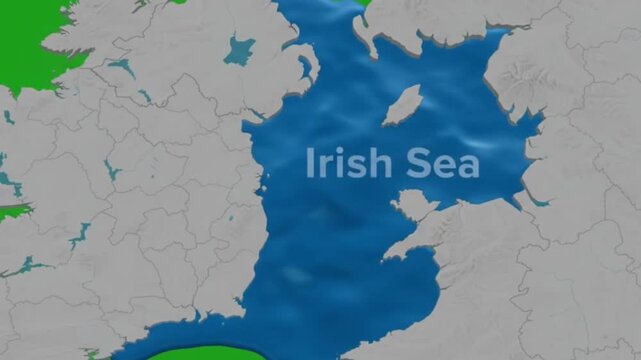 Map representation of the irish sea region a digital illustration