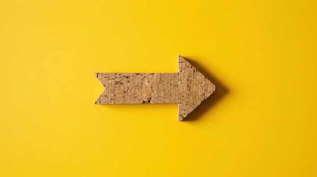 Cork arrow pointing right on a yellow background