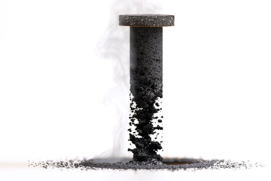 Black Pillar Erupting with White Smoke